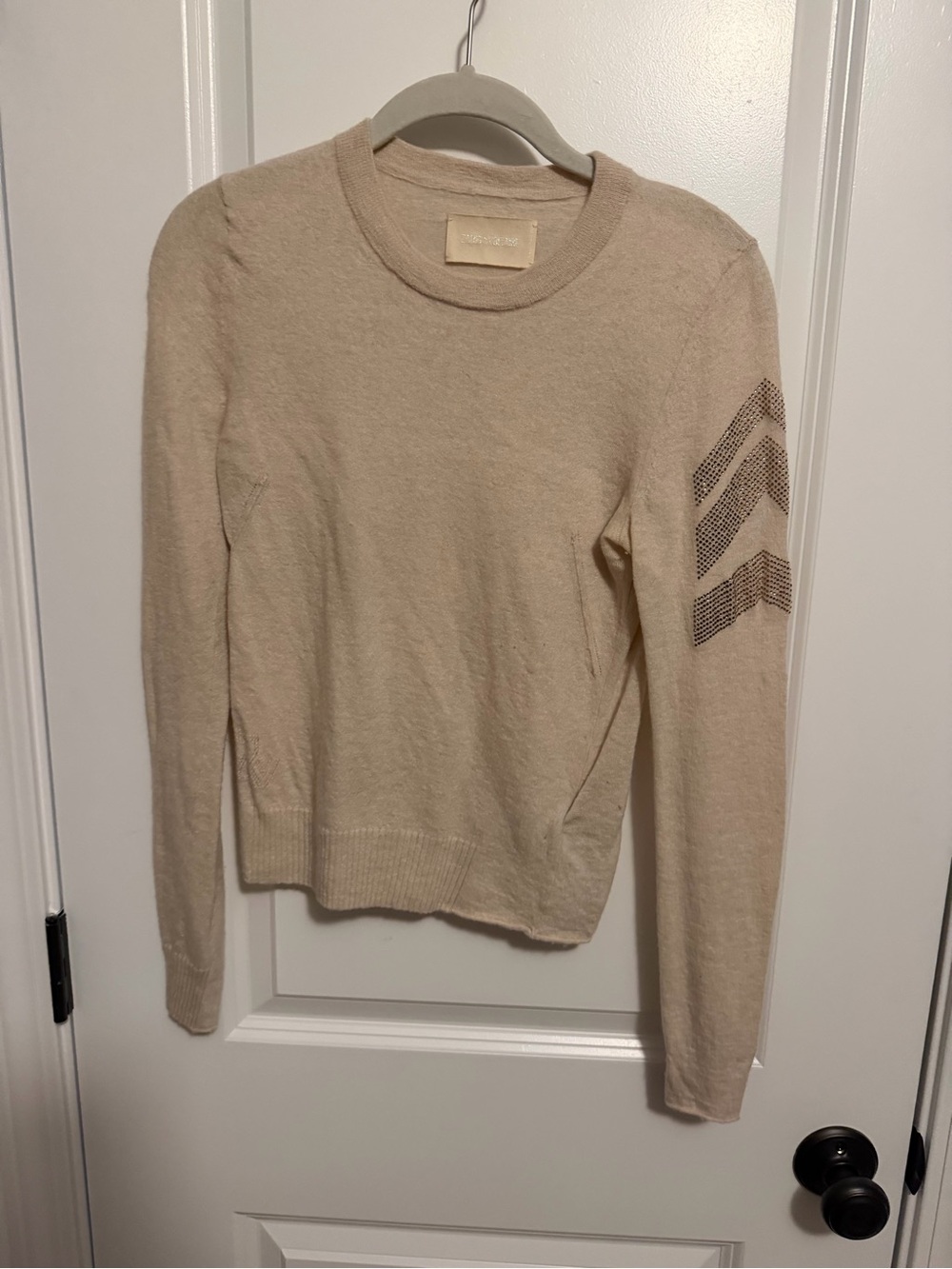 Zadig & Voltaire oatmeal Miss CP Arrow lightweight cashmere sweater